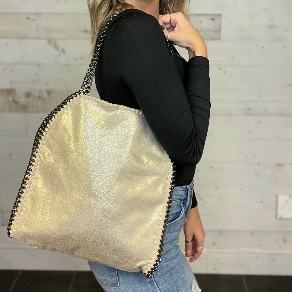 Stylish Gold Chain Tote Bag